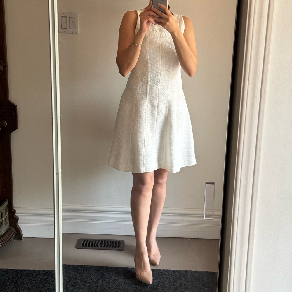 White banana republic fit and flare tweed dress size 0